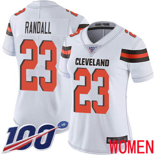 Cleveland Browns Damarious Randall Women White Limited Jersey #23 NFL Football Road 100th Season Vapor Untouchable->women nfl jersey->Women Jersey
